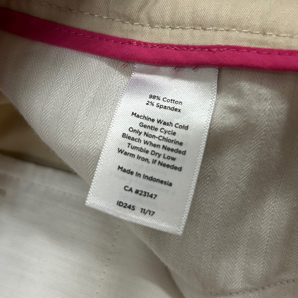 Talbots Perfect Crop Pants 18 Khaki Beige Cotton Blend Straight Leg 26" Inseam - Picture 6 of 7